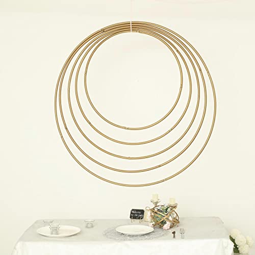 TABLECLOTHSFACTORY 32" Heavy Duty Gold Metal Floral Hoop Wreath Hanging Rings