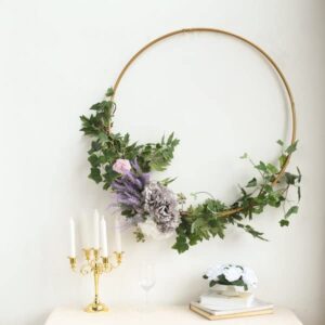 TABLECLOTHSFACTORY 32" Heavy Duty Gold Metal Floral Hoop Wreath Hanging Rings