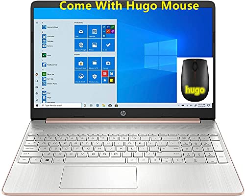 HP 2021 15.6inch HD Laptop, AMD Athlon Silver 3050U Up to 3.2Ghz , 4GB DDR4 RAM, 128GB SSD, HDMI, WiFi, Bluetooth, Webcam, with Hugo M, Rose, Windows10 S (Renewed)