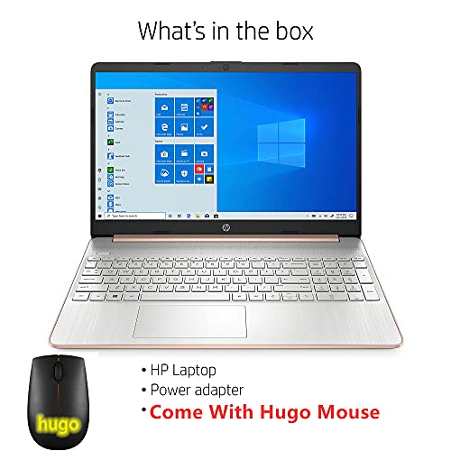 HP 2021 15.6inch HD Laptop, AMD Athlon Silver 3050U Up to 3.2Ghz , 4GB DDR4 RAM, 128GB SSD, HDMI, WiFi, Bluetooth, Webcam, with Hugo M, Rose, Windows10 S (Renewed)