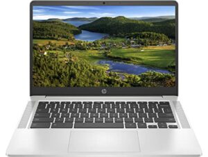 hp 2022 newest chromebook laptop, 14″ hd screen, amd 3015ce processor, 4gb ram, 32gb emmc flash memory, webcam, wifi, bluetooth, fast charge, chrome os, mineral silver