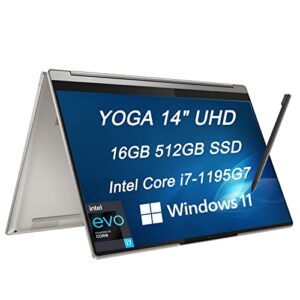 lenovo yoga 9i 14″ uhd 4k (3840×2160) 2-in-1 touchscreen (intel 4-core i7-1195g7, 16gb lpddr4x ram, 512gb ssd, active stylus), business laptop, backlit, thunderbolt 4, windows 11 home (renewed)
