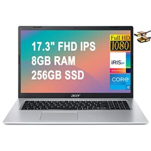 Acer Aspire 3 17 Business Laptop 17.3" FHD IPS ComfyView Display 11th Gen Intel Quad-Core i5-1135G7 (Beats i7-10710U) 8GB RAM 256GB SSD Intel Iris Xe Graphics Webcam Win10 Silver + HDMI Cable