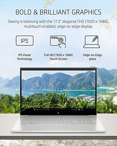 HP Envy 17.3 Touchscreen Laptop, Windows11, FullHD Display 100%sRGB, i7-1165G7, Backlight Keyboard, USB C, Wi-Fi6, Fingerprint, NVIDIA GeForce MX450, HDMI Cable (32GB RAM+ 1TB PCIe SSD)