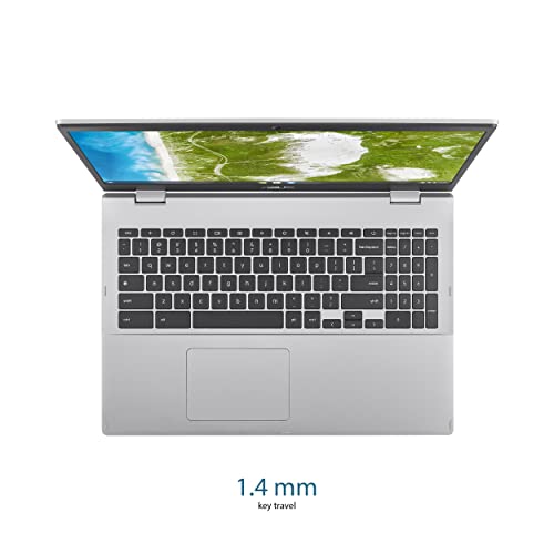 ASUS Chromebook CX1, 15.6" Full HD NanoEdge Display, Intel Celeron N4500 Processor, 64GB eMMC Storage, 4GB RAM, Chrome OS, Transparent Silver, CX1500CKA-DH44F