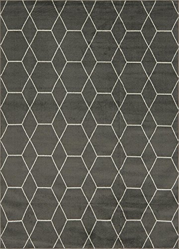 Unique Loom Trellis Frieze Collection Area Rug - Geometric (9' x 12' 2", Dark Gray/ Ivory)