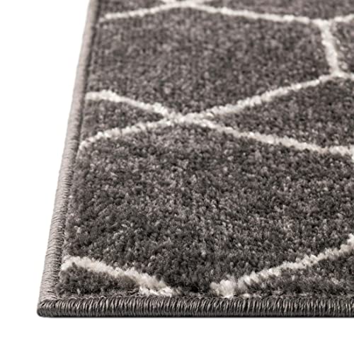 Unique Loom Trellis Frieze Collection Area Rug - Geometric (9' x 12' 2", Dark Gray/ Ivory)