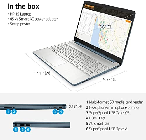 Newest HP 15.6inch FHD Laptop, 6-core AMD Ryzen 5 5500U Processor, 32GB RAM, 1TB SSD, Bluetooth, HDMI, Webcam, Windows 11 Home, Spruce Blue (HP 15 Laptop)