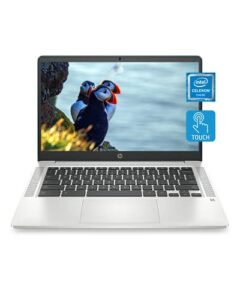 hp chromebook 14 laptop, intel celeron processor, 4 gb ram, 32 gb emmc, 14” hd (1366 x 768) touchscreen, chrome os, webcam & dual mics, work, entertainment, long battery life (14a-na0150nr, 2021)