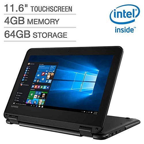 Lenovo 2019 New 300e Flagship 2-in-1 Business Laptop/Tablet, 11.6" HD IPS Touchscreen, Intel Celeron Quad-Core N3450 up to 2.2GHz, 4GB DDR4, 64GB eMMC, Windows 10 S/Pro, Choose Flash Drive