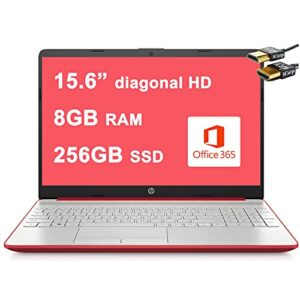 hp flagship notebook 15 laptop 15.6” diagonal hd display intel pentium gold 6405u 8gb ram 256gb ssd intel uhd graphics hdmi usb-c webcam win10 + hdmi cable