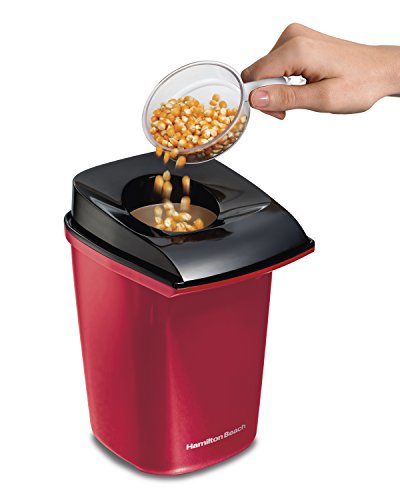 Hamilton Beach Electric Hot Air Popcorn Popper, Healthy Snack, Makes up to 18 Cups, Red (73400)