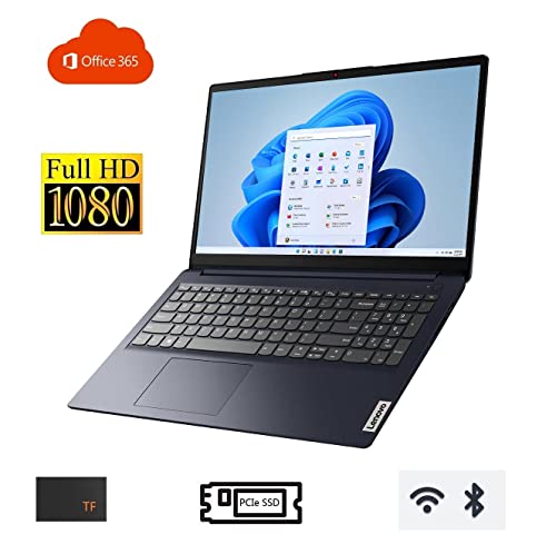 Lenovo 2022 Newest Ideapad Slim Laptop: 15.6" FHD Display, 4-Core Intel Pentium N6000, 12GB RAM, 512GB SSD, 1-Year Office 365 Personal, UHD Graphics, WiFi6, Bluetooth, DolbyAudio, Win11S, TF