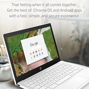 HP Chromebook 11 Laptop, MediaTek MT8183, 4 GB RAM, 64 GB eMMC, 11.6" HD Touchscreen, Chrome OS, Long Battery Life, USB-C Port, Custom-Tuned Speakers, Lightweight (11a-na0110nr, 2022, Snow White)