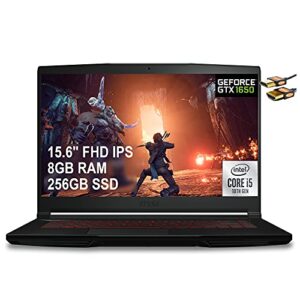 MSI GF63 Thin 2021 Flagship 15 Gaming Laptop 15.6" FHD IPS Display 10th Gen Intel Quad-Core i5-10300H (Beats i7-8750H) 8GB RAM 256GB SSD GeForce GTX 1650 4GB Backlit Win10 Black + HDMI Cable