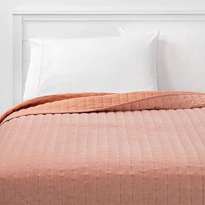 Threshold Collection 104 x 92 King Warm Blush Channel Stitch Velvet Quilt