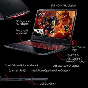 Acer 2022 Nitro 5 Gaming Laptop 15.6" FHD 144Hz IPS Display Intel 4-Core i5-10300H 16GB DDR4 512GB NVMe SSD NVIDIA GeForce RTX 3050 WiFi AX USB-C HDMI2.0 Backlit Windows 11 Pro w/RE USB Drive