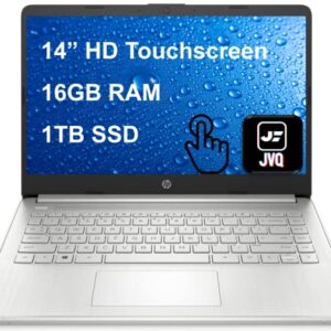 HP Laptop, 14" HD Touchscreen, Intel Core i3-1115G4 up to 4.1 GHz Processor, 16GB RAM, 1TB SSD, USB-C, HDMI, SD Card Reader, Windows 11 Home Silver, JVQ MP