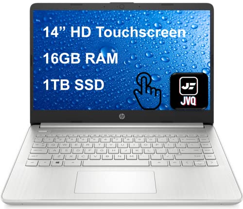 HP Laptop, 14" HD Touchscreen, Intel Core i3-1115G4 up to 4.1 GHz Processor, 16GB RAM, 1TB SSD, USB-C, HDMI, SD Card Reader, Windows 11 Home Silver, JVQ MP