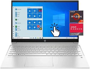 hp newest pavilion touchscreen laptop, 15.6”fhd 1080p ips display, amd ryzen 7 5825u, 16gb ram, 512gb pcie ssd, wi-fi 6, webcam, usb-a&c, with tikbot hdmi cable