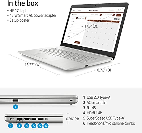 HP 17.3 Non-Touch Flagship Laptop 11th Gen Intel Core i5-1135G7 (Beats i7-1065G7) 32GB RAM, 1TB PCI-E SSD, 2TB Hard Drive, Long Battery Life, Barley8 USB DVD Accessories, Windows 10 Pro, Sliver