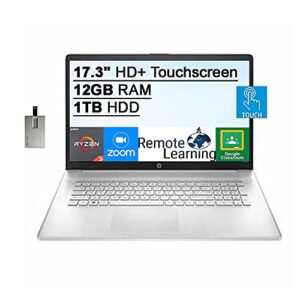 2021 hp 17.3″ hd+ touchscreen laptop computer, amd ryzen 5-5500u(6-core) processor, 12gb ddr4 ram, 1tb hdd, amd radeon graphics, hd audio, hd webcam, hdmi, win10, silver, 32gb usb card (renewed)