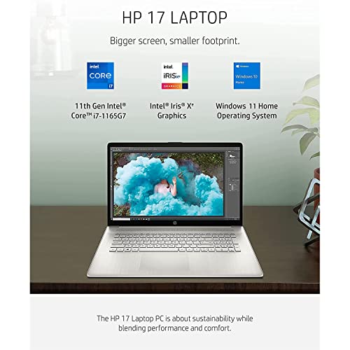 2022 Newest HP 17 Laptop, 17" HD+ Anti-Glare Screen, 11th Gen Intel Core i7-1165G7, Intel Iris Xe Graphics, 32 GB RAM, 1 TB PCIe SSD, Long Battery Life, Webcam, Mics, Windows 11