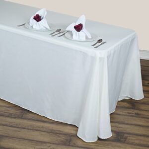 tableclothsfactory round corner polyester rectangle tablecloths 90″ x 156″ – ivory
