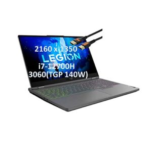 Lenovo Legion 5 15.6" 165Hz（ 2160 x 1350） Gaming Laptop - 12th Gen Intel Core i7-12700H(Beats R7-6800H)- - GeForce RTX 3060(TGP 140W) -with HDMI Cable (32GB RAM | 2TB PCIe SSD)