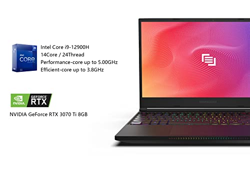 MAINGEAR Vector Pro 2 (2022) 15.6 inch RTX 3070 Ti Gaming Laptop, Intel Core i9-12900H Processor, NVIDIA GeForce RTX 3070 Ti 8GB GPU, 15.6 inch 240Hz QHD Display 32GB DDR5 RAM 1TB NVMe SSD Win 11 Pro