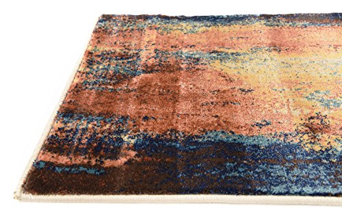 Unique Loom Mystic Collection Over-Dyed Abstract, Mid-Century Modern, Rustic Area Rug, 2' 0" x 6' 0", Peach/Beige