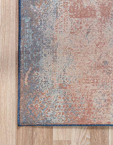 Unique Loom Mystic Collection Over-Dyed Abstract, Mid-Century Modern, Rustic Area Rug, 2' 0" x 6' 0", Peach/Beige