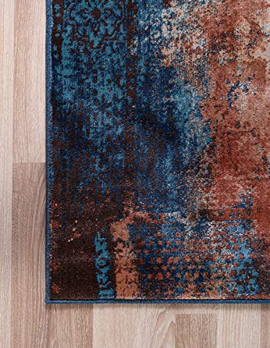 Unique Loom Mystic Collection Over-Dyed Abstract, Mid-Century Modern, Rustic Area Rug, 2' 0" x 6' 0", Peach/Beige