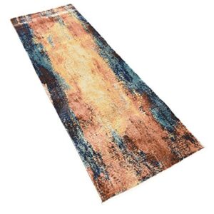 Unique Loom Mystic Collection Over-Dyed Abstract, Mid-Century Modern, Rustic Area Rug, 2' 0" x 6' 0", Peach/Beige