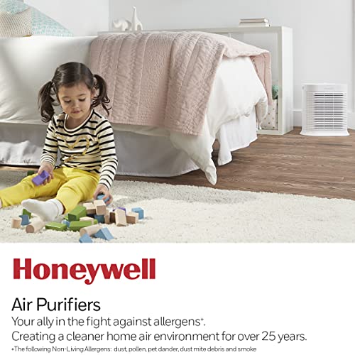 Honeywell HPA104 HEPA Air Purifier for Medium Rooms - Microscopic Airborne Allergen+ Reducer, Cleans Up To 750 Sq Ft in 1 Hour - Wildfire/Smoke, Pollen, Pet Dander, and Dust Air Purifier – White