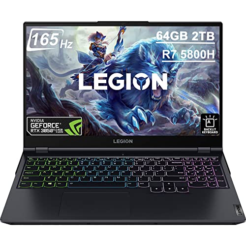 Lenovo Legion 5 Gen 6 15.6" FHD 165Hz (8-Core Ryzen 7 5800H, 64GB RAM, 2TB SSD, GeForce RTX 3050 Ti 4GB) IPS 300nits Anti-glare Gaming Laptop, RGB Backlit Keyboard, Free Sync, Win 11 Home