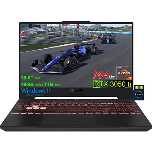 ASUS TUF Gaming A15 Laptop | 15.6" FHD 144Hz (Adaptive-Sync) | AMD 8-core Ryzen 7 6800H (>i7-11370H) | 16GB DDR5 1TB SSD | GeForce RTX3050Ti 4GB | RGB Backlit HDMI Win11Pro Black + 32GB MicroSD Card