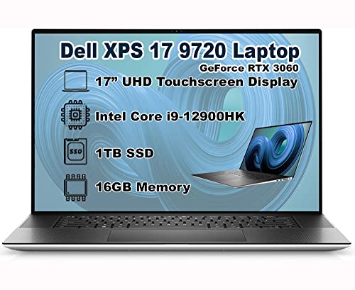 Dell XPS 17 9720 Laptop17.0-inch UHD Touchscreen Display - Intel Core i9-12900HK - 16GB Memory - 1TB SSD - GeForce RTX 3060 - Intel Killer Wi-Fi 6 - Windows 11 Pro - Platinum Silver - New