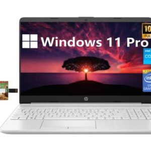 HP 15 Business Laptop, 15.6" FHD IPS Display, 11th Gen Intel Core i3-1115G4, Windows 11 Pro, 12GB RAM, 256GB SSD, Wi-Fi 5, Bluetooth, HDMI, 32GB Durlyfish USB Card