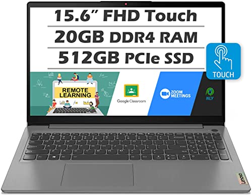 Lenovo IdeaPad Touchscreen Laptop (Newest Model), 15.6” Full HD Display, Intel Quad-Core i5-1135G7, 20GB RAM, 512GB SSD, Backlit Keyboard, Fingerprint Reader, Windows 11 Home in S Mode, Grey