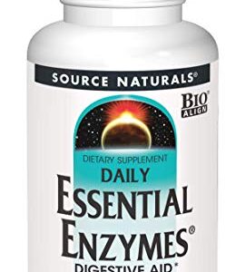 Source Naturals Essential Enzymes 500mg Bio-Aligned Multiple Enzyme Supplement Herbal Defense for Digestion, Gas, Constipation & Bloating Relief - Supports A Strong Immune System - 360 Capsules