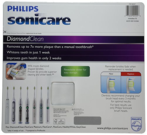 Philips Sonicare HX6066/70 DiamondClean Standard Brush Heads, 6-Pack