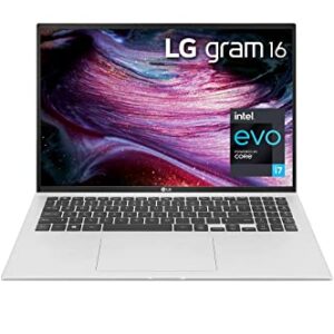 LG 2022 Gram 16" WQXGA IPS Ultralight Laptop Intel i7-1165G7 16GB LPDDR4 1TB NVMe SSD Iris Xe Graphics WiFi AX HDMI Thunderbolt 4 Webcam Backlit Full-Day Battery Silver Windows 10 Pro w/RE USB