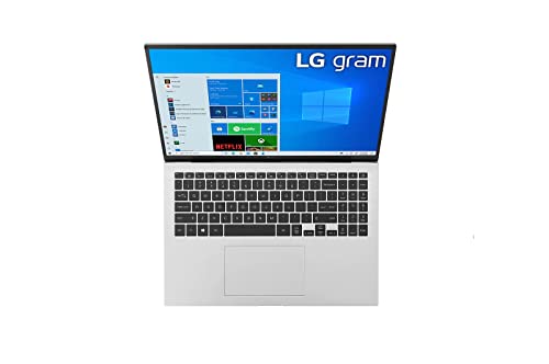 LG 2022 Gram 16" WQXGA IPS Ultralight Laptop Intel i7-1165G7 16GB LPDDR4 1TB NVMe SSD Iris Xe Graphics WiFi AX HDMI Thunderbolt 4 Webcam Backlit Full-Day Battery Silver Windows 10 Pro w/RE USB