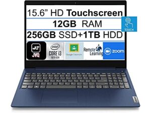 lenovo 2021 newest 15 ideapad 3 15.6″ hd touchscreen laptop, 10th gen intel i3-10110u (up to 4.1ghz beat i5-7200u), 12gb ram, 256gb ssd+1tb hdd, webcam, wifi, hdmi, windows 10 s, abyss blue+jvq mp