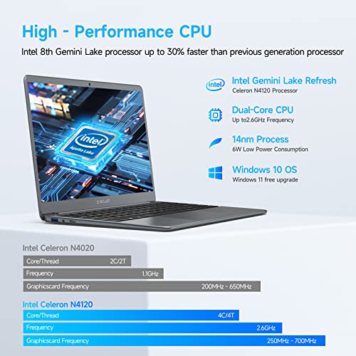 TECLAST Traditional Laptop Computers 14 inch Laptop, 8GB RAM Laptop Windows 10(Support Windows 11),256GB SSD(1TB Expandable),Up to 2.6GHz Intel N4120,1920x1080FHD,2.4G+5G WiFi,BT 4.2,USB3.0,Mini-HDMI