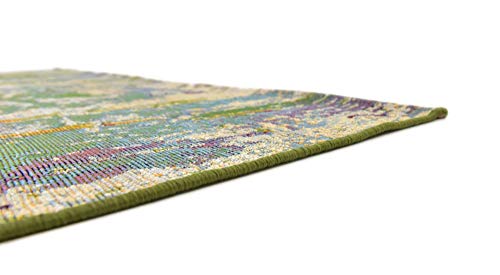 Unique Loom Modern Collection Rustic, Abstract, Distressed, Bright Colors, Indoor and Outdoor Area Rug, 6 ft 0 in x 6 ft 0 in, Multi/Green