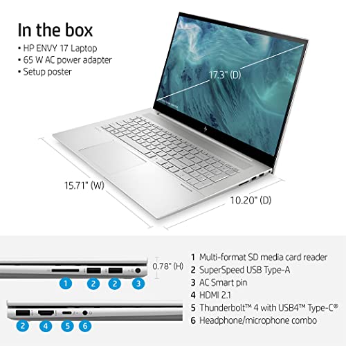 HP Envy 17inch Touchscreen Laptop| New Intel Core i7-1255U| Windows11| Wireless Wi-Fi6E| Thunderbolt4 USB4 Type C| Backlit Keyboard| SD Card Reader| Fingerprint| Stylus Pen (64GB RAM | 1TB PCIe SSD)