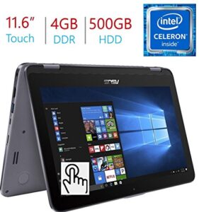 2018 newest business asus vivobook flip 11.6″ 2-in-1 hd touchscreen laptop/tablet, intel dual core n3350, 4gb ddr3 ram, 500gb hdd, wifi, fingerprint reader, windows 10 home, stylus pen included