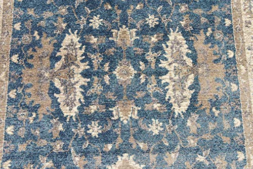 Unique Loom Salzburg Collection Classic Traditional Medallion Design Oriental Inspired Area Rug, 4' 0" x 4' 0", Blue/Beige